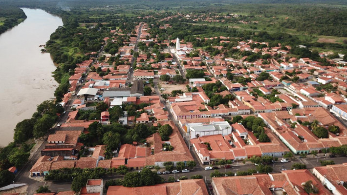 Vista aérea da cidade de Amarante, parcialmente fundada em terras da fazenda Boa Esperança. Créditos; Expedição Sertão Colonial.