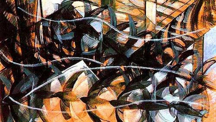 Andorinhas: caminhos de movimento, pintura de Giacomo Balla.