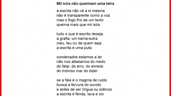 Mil sóis não queimam uma letra
