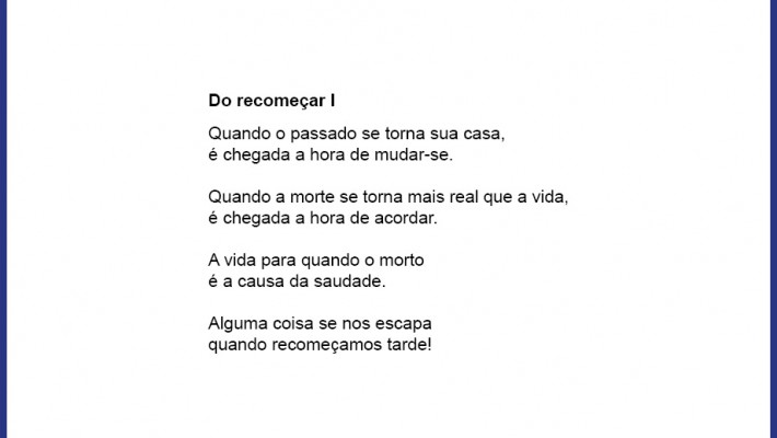 Do recomeçar I