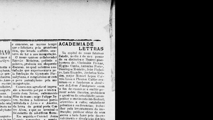 Facsimile de jornal anunciando a fundação da Academia de Letras