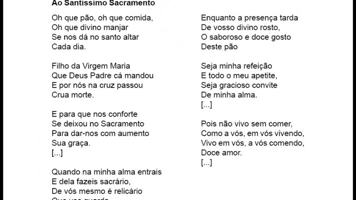 Ao Santíssimo Sacramento