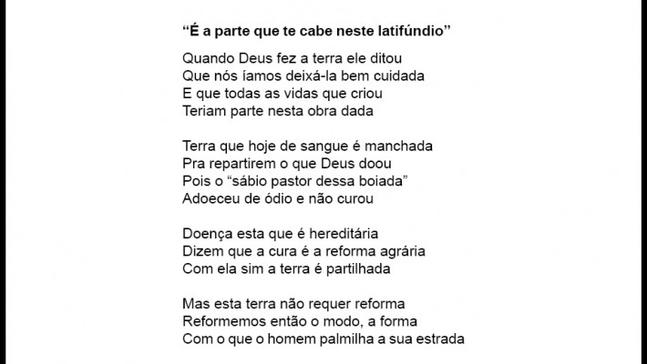 "É parte que te cabe neste latifúndio"