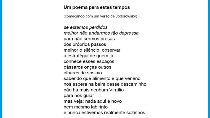 Um poema para estes tempos