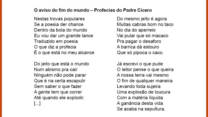 O aviso do fim do mundo – Profecias do Padre Cícero