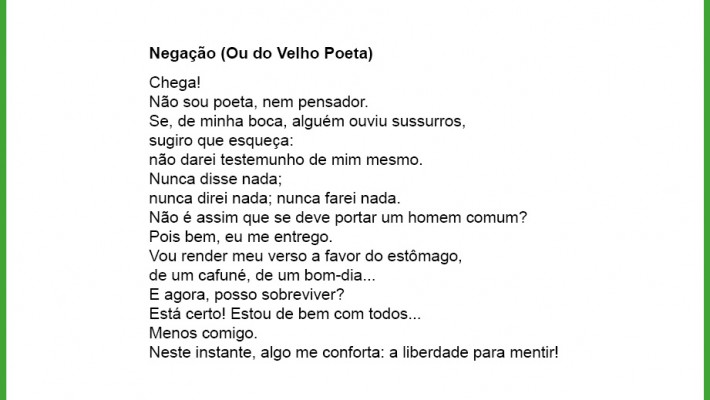 Negação (Ou do Velho Poeta)