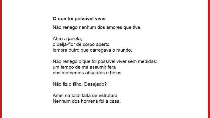 O que foi possível viver