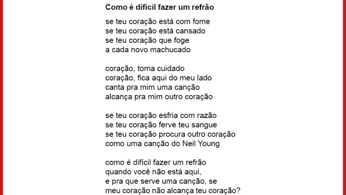 Como é difícil fazer um refrão