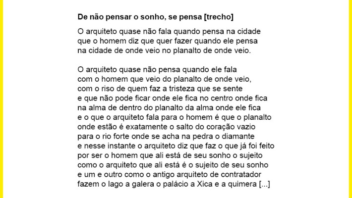 De não pensar o sonho, se pensa [trecho]
