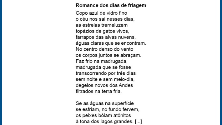Romance dos dias de friagem