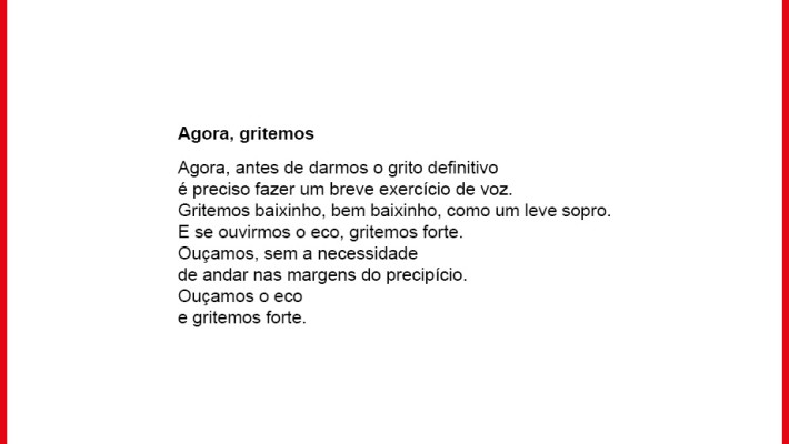 Agora, gritemos